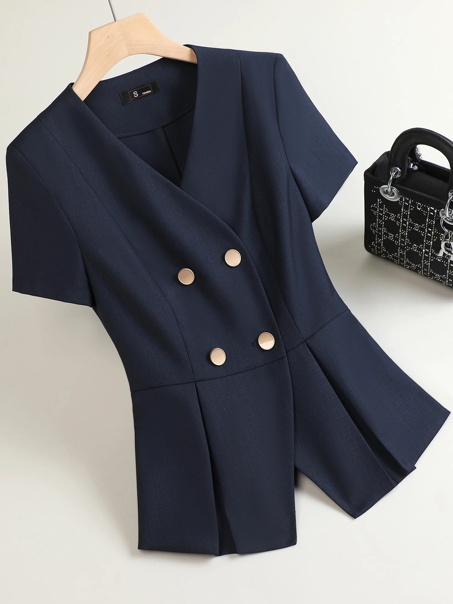Women's Short Sleeve Suit Set Hotel Front Desk Manager High End Beauty Salon Professional Workwear Commute Style Slim Fit