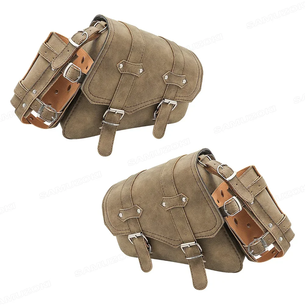 Motorcycle PU Leather Side Saddle Bags L+R Fit for Harley Sportster XL 883 1200 Chopper Cruiser Cafe Racer Softail Bobber