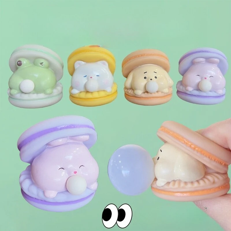 Juguete Antiestrés de Peluche con Forma de Hamburguesa de Macaron de Dibujos Animados - Juguete Sensorial Divertido para Aliviar el Estrés, Adorno de Escritorio, Regalo