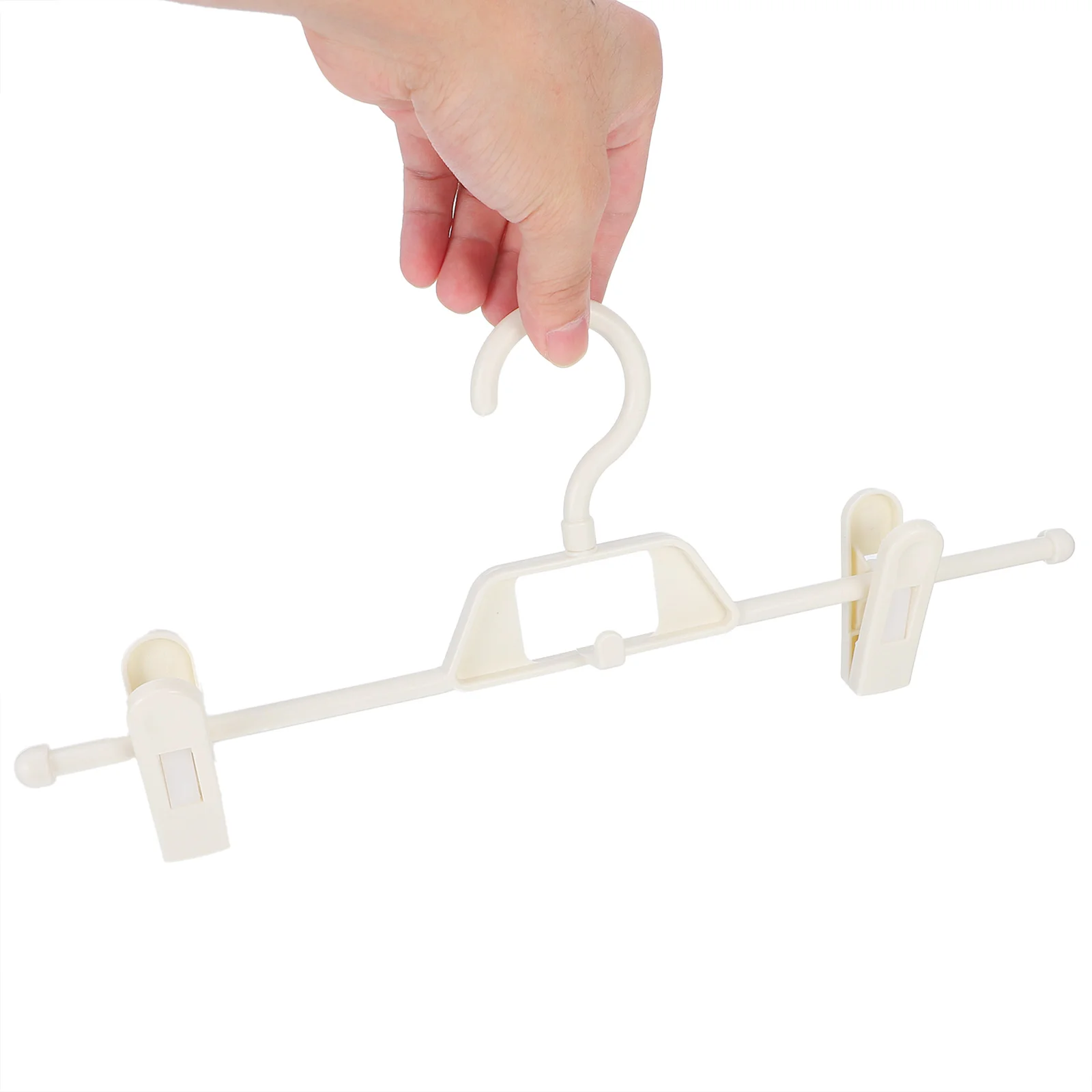 

5pcs Adjustable Pants Hangers Anti Slip Sturdy Clothes Clips Laundry Racks White Telescopic Trousers Storage Household
