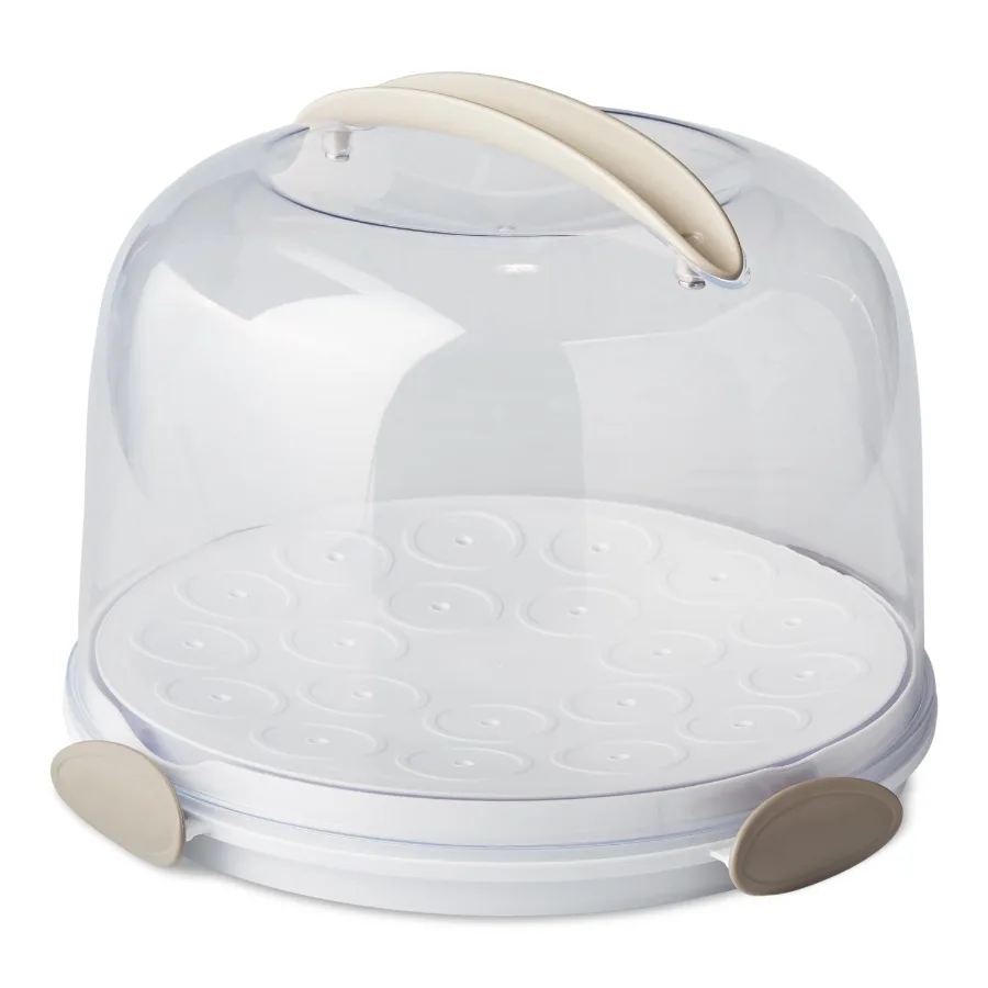 Round Cake Carrier with Clear Plastic Cover 13" Diameter Dishwasher Safe Best Used for Leftover Storage and Party Transportatio