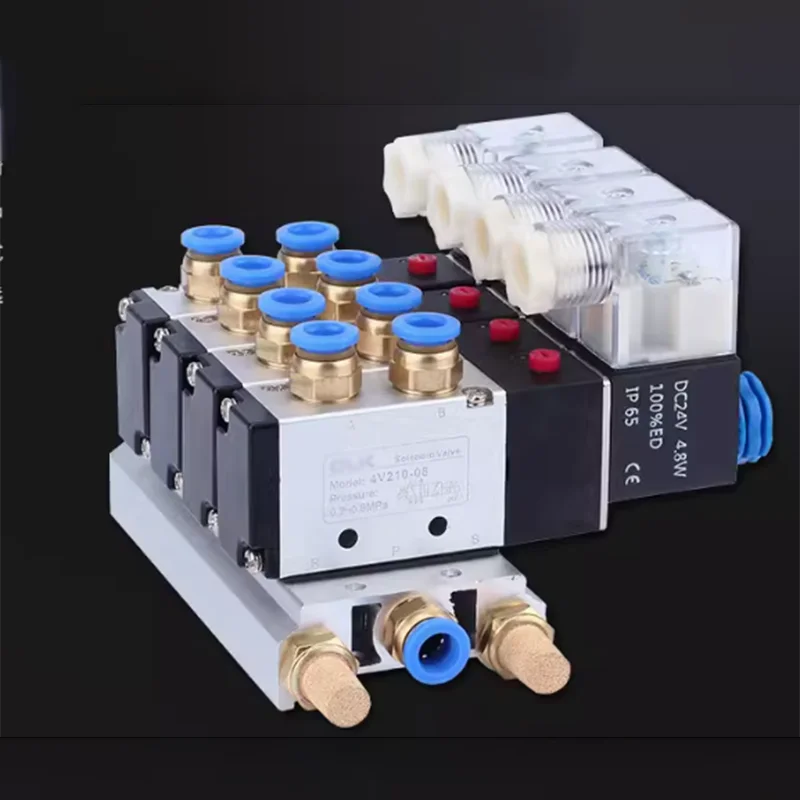 5 Way 2 Position Pneumatic Air Solenoid Valve 4V210-08 4V110-06 DC 12V/24V AC 24V - Non-Return Type for Industrial Use