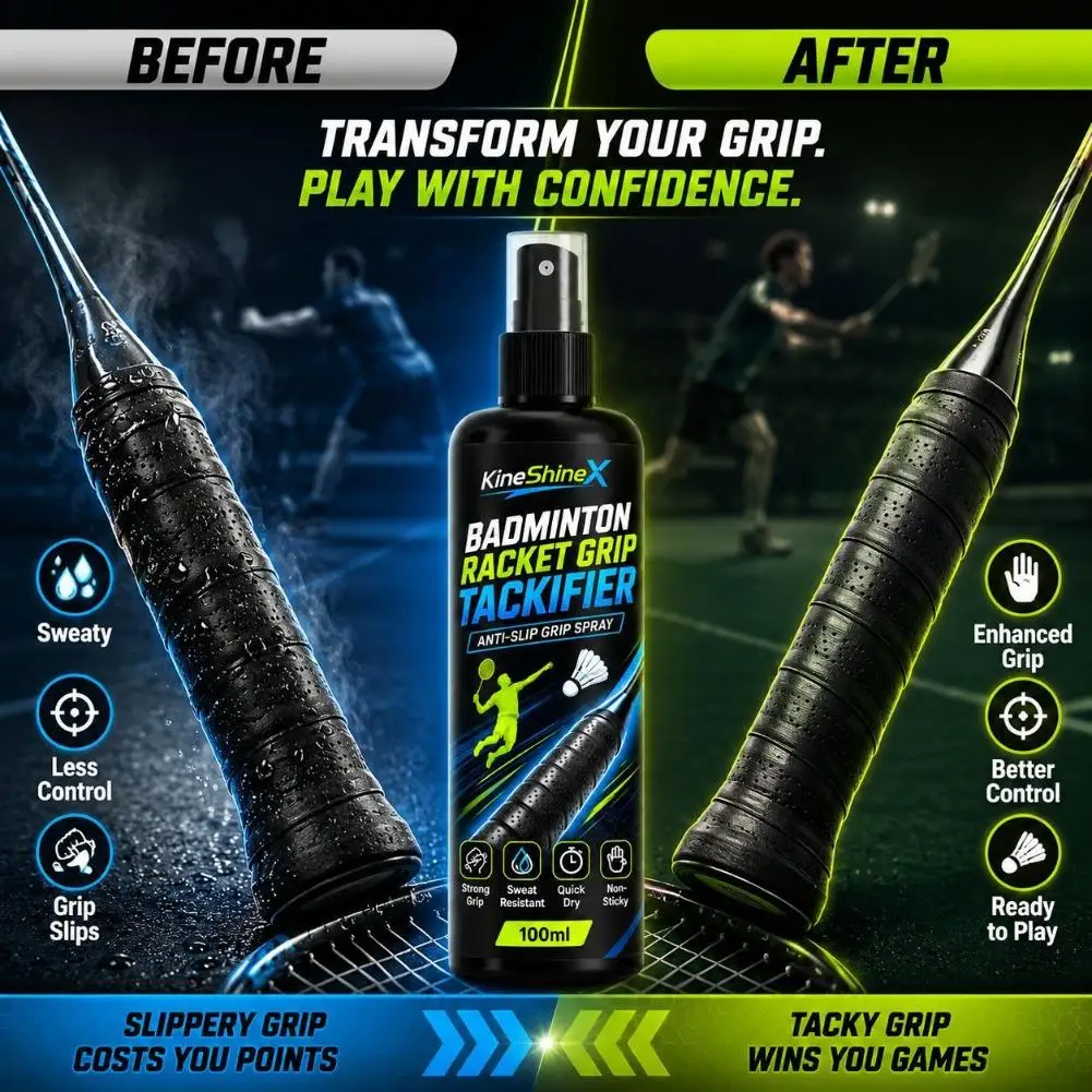 Anti-Slip Grip Spray for Tennis Badminton Racket Sweat-Absorbent Hand Tackifier Sports Grip Enhancer