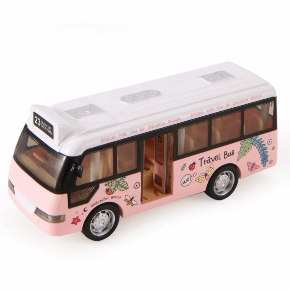 

Interactive School Bus Toys Cars Plastic Open-able Doors City Bus Toys Cars with Lights & Sounds Die Cast School Bus Model Toy