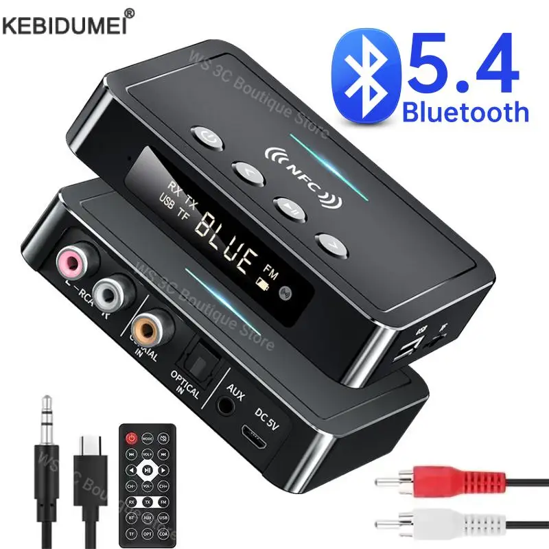 NFC Bluetooth 5.4 Receiver Transmitter Stereo 3.5mm AUX Jack RCA Wireless Audio Adapter With Mic IR Remote Control For TV PC