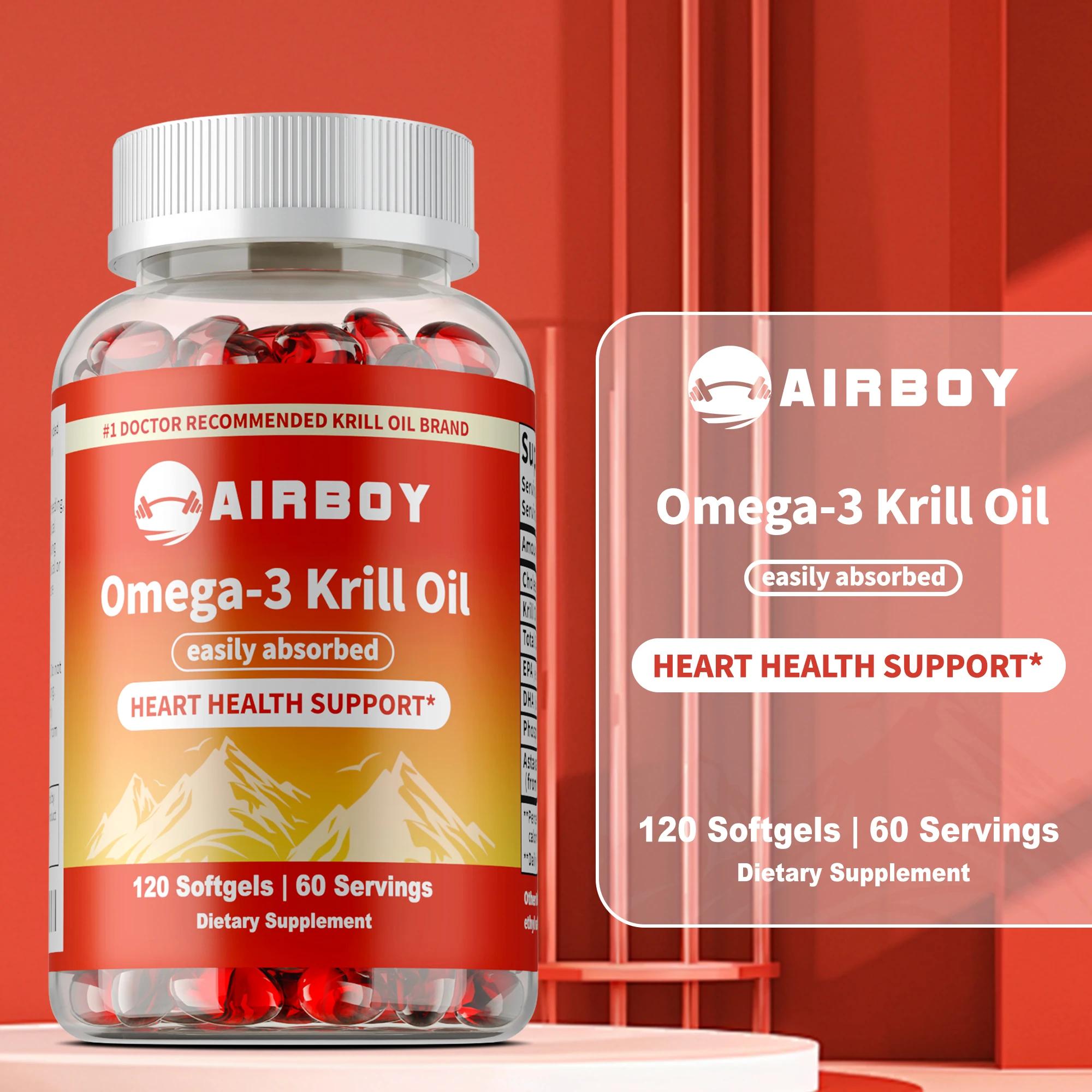 

Omega-3 Krill Oil - Rich in DHA and EPA - Supports Brain and Nervous System Health, Supports Eye, Skin and Cardiovascular Health