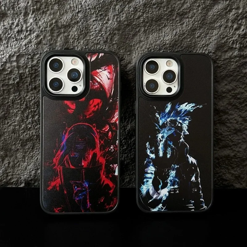 Funda de Teléfono 3D Anime Naruto Itachi Kakashi Sharingan para iPhone 11 12 13 14 15 16 17 Pro Max Plus, Funda Trasera de Cuero Naruto