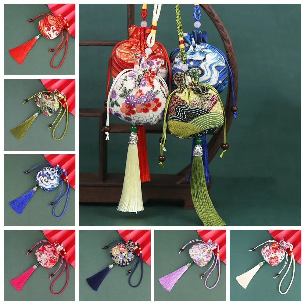香りのよいハーブを入れるための布製サシェ、中国風サシェ、ジュエリー収納バッグ、小さなポーチ、タッセル付き小さなポーチ