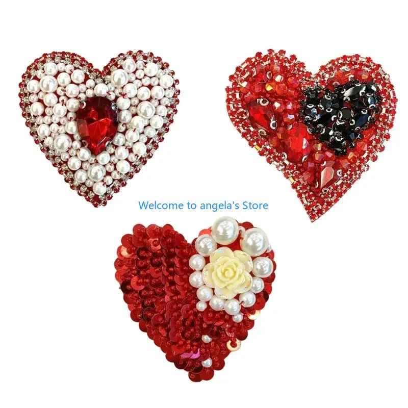 

X4YC Heart Patches Garment Applique Sequins DIY Wedding Dress Sewing Accessories