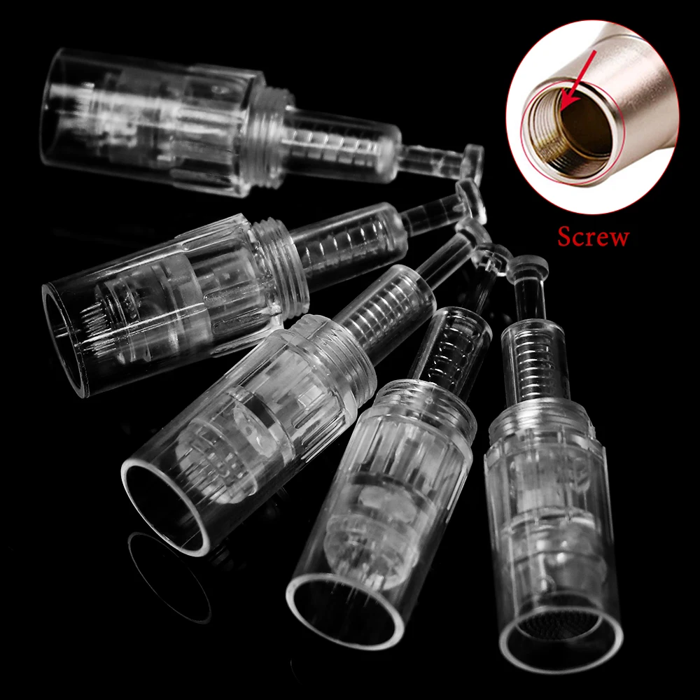 

10 шт., микроигла с винтовым портом, игольчатый картридж Dermapen для профессионального ухода за кожей, автомикроигла 9/12/36/42/круглый/3D/5D
