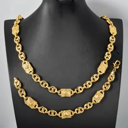 2PC HotSelling Men's Women's Necklaces Bracelets Jewelry Sets Pig Nose Shape Splicing Geometric Figures Party Accessories Gifts