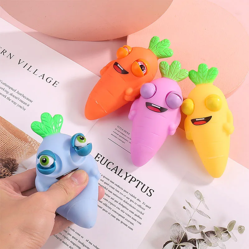 Creative Carrot Squeeze Popping Eyes Colorful Decompression Toy Funny Compulsive Stress Relief Venting Toys