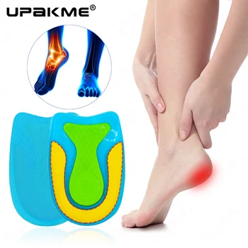 Plantillas de Gel de silicona UPAKME para fascitis Plantar, espolones de talón, cojines para el dolor en los pies, masajeadores, cuidado, inserciones elásticas de medio talón Unisex