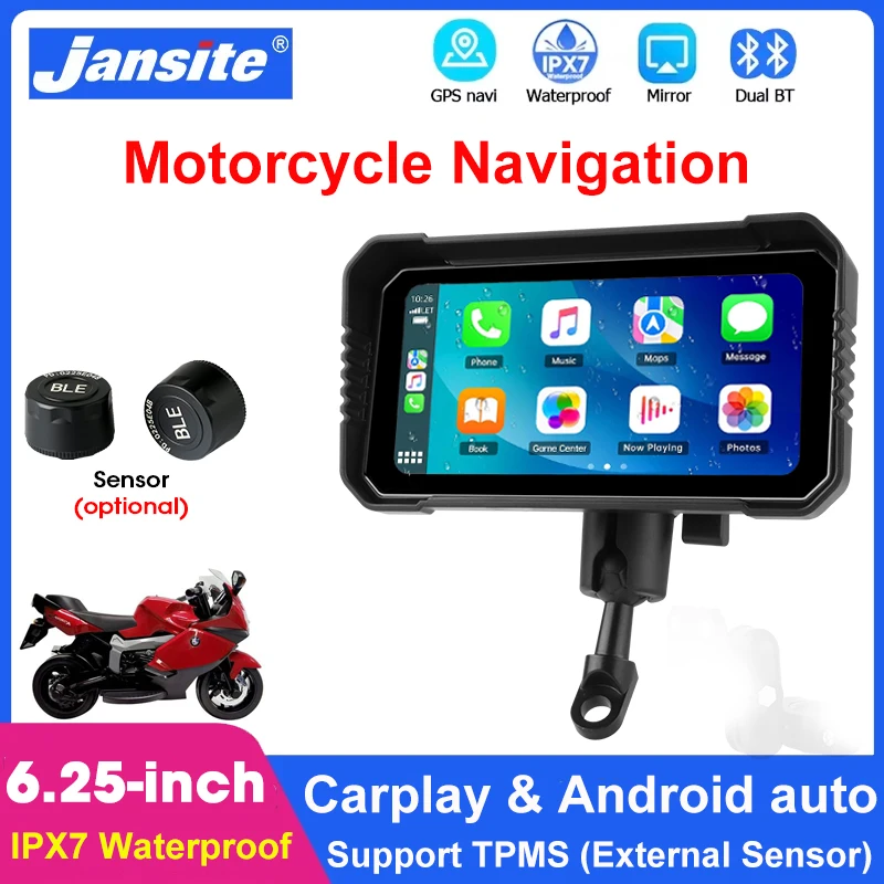 jansite-navigatore-gps-per-moto-da-625-pollici-bluetooth-wireless-carplay-android-auto-ipx7-monitor-moto-impermeabile-supporto-tpms