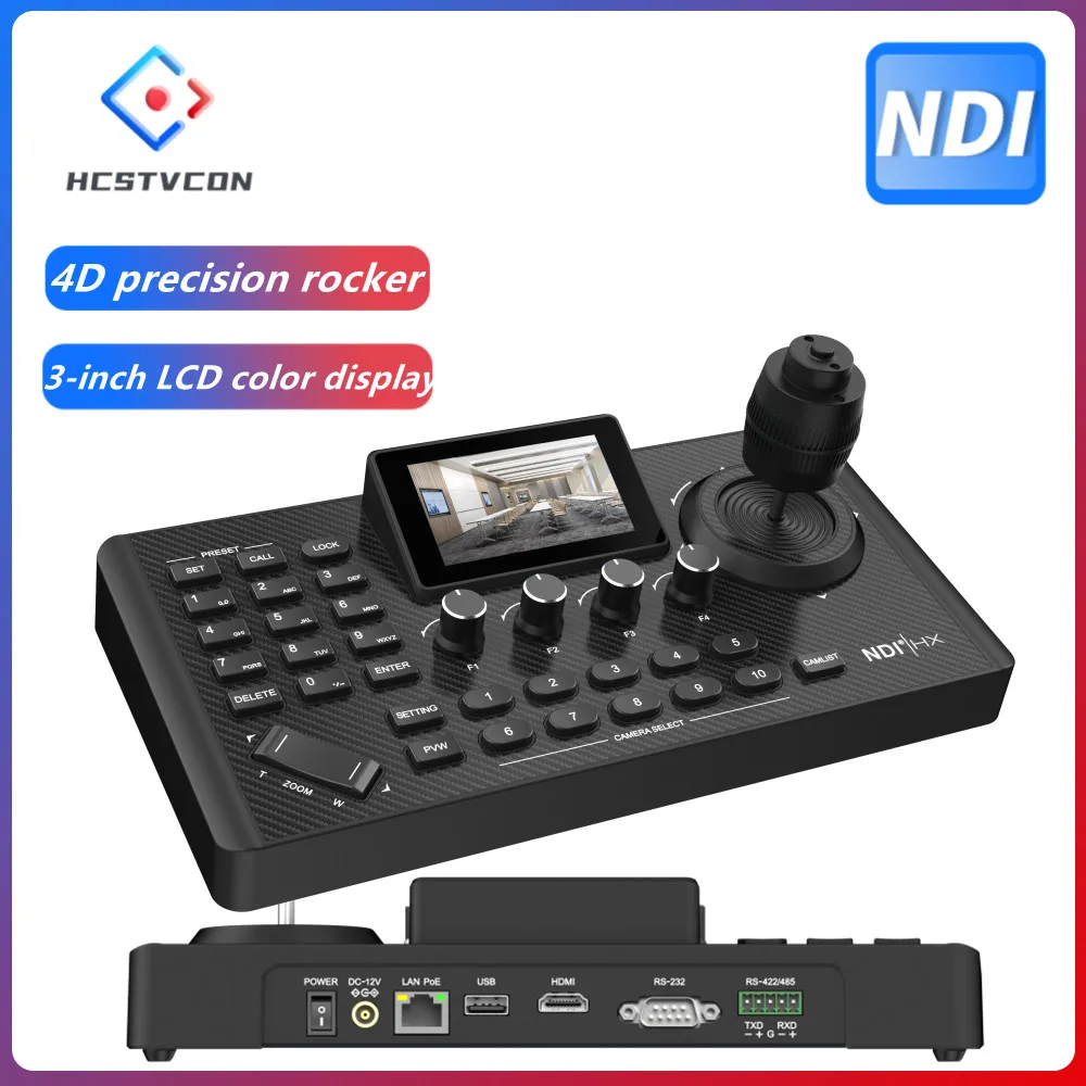 NDI |   HX3 LCD 3 pouces écran couleur 4D multi-fonction PTZ contrôle réseau clavier HDMI sortie vue bouton de verrouillage à un bouton