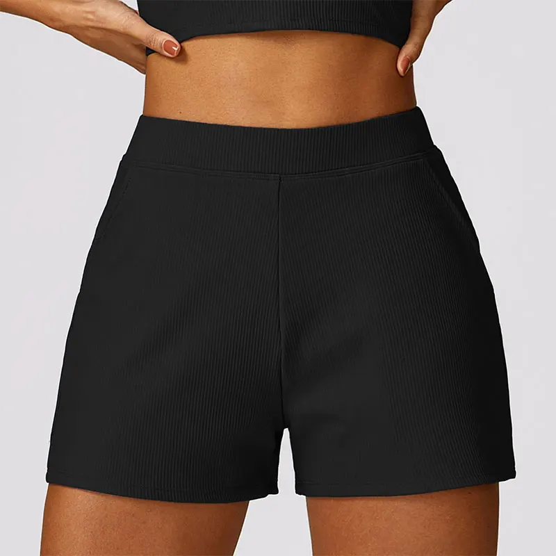 New Women Yoga Shorts Thread High Waist Workout Gym Shorts Fitness Fitness yoga leggings Running Cycling Short Pants