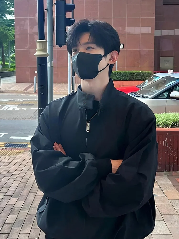 

Белый мужской бейсбольный джет Jingting, весенне-осенний воротник-стойка, зажим для пилота, американский слэ, полиэфирное волокно