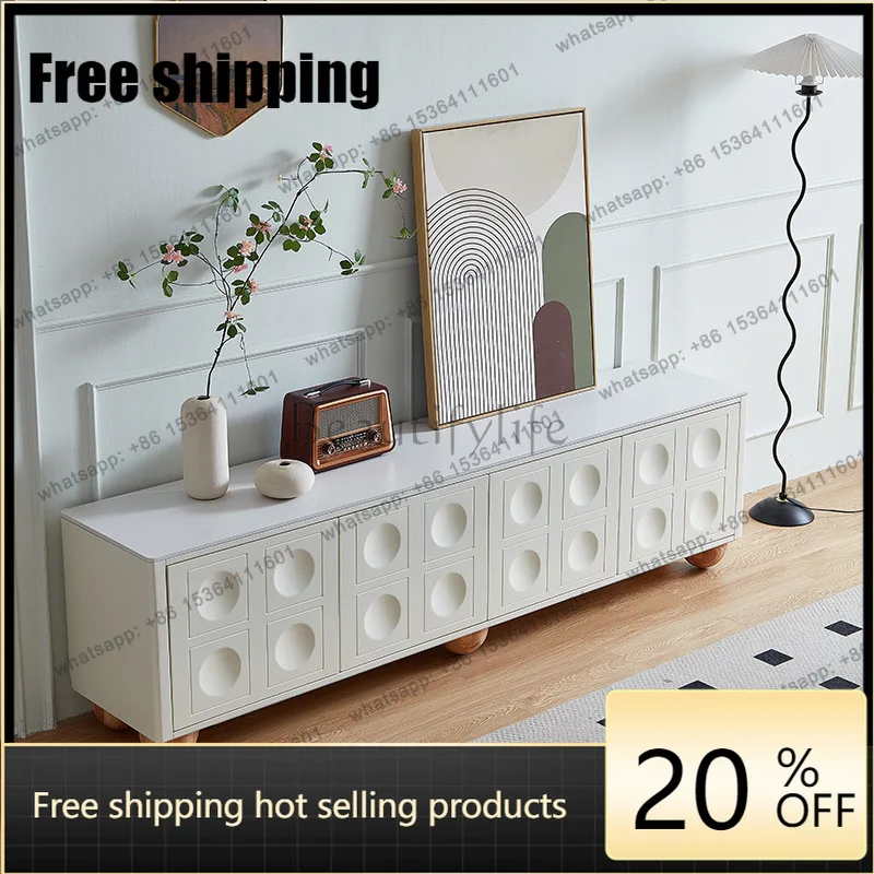 jj5  Best Seller French Floor-to-ceiling TV Cabinet Modern Living Room Small Apartment Household Medieval Solid Wood Rock Slab L