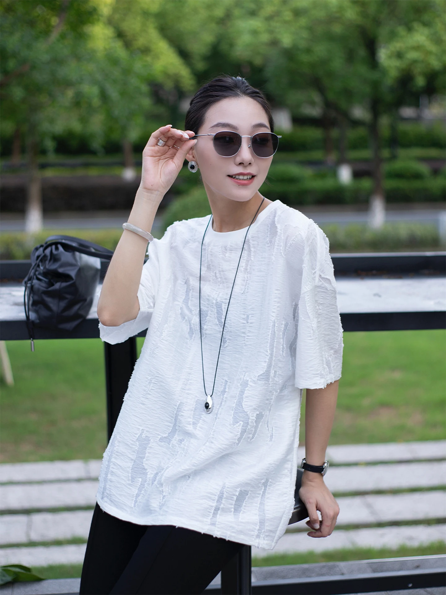 

Летняя женская футболка Chunyue 2025: свободный крой, повседневная, влагоотводящая, однотонная, модная, стройнящая