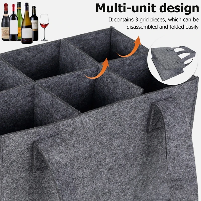 Lightweight Foldable For Travel Wine Bottle Bag With Carry Handle Picnic Tear Resistant Waterproof 6 Compartments BBQ Party