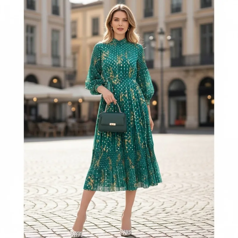 

Плиссированное платье Miyake: Элегантное, высококачественное, с принтом, для свадьбы и вечеринок, весна 2026, новинка, свободного кроя, больших размеров, с складками