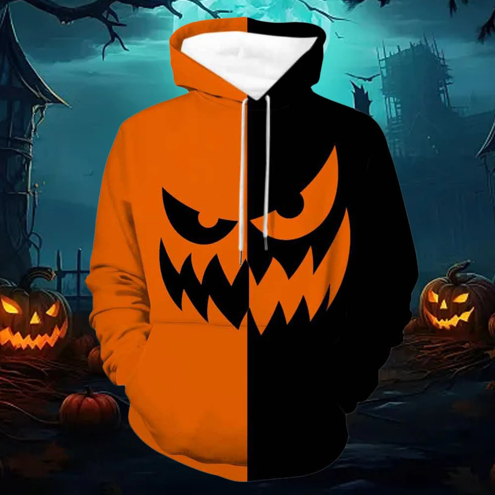 

Fashion Halloween Horror Smile Face Pattern 3D Print Hoodie For Men Street Harajuku Pullover Autumn Hooded Sweatshirt Unisex Top