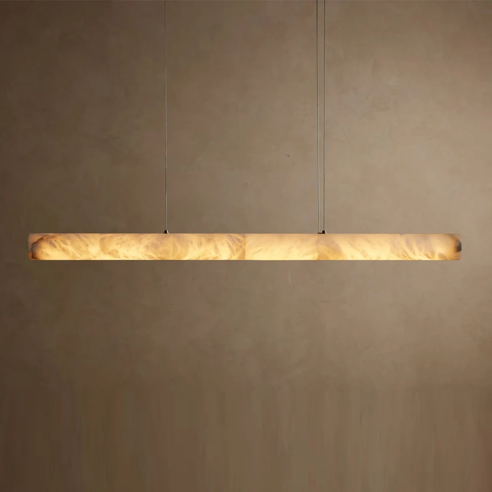 American Luxury Alabaster Large Led Chandelier Living Room Dining Room Home Decor Antique Brass Modern Simple Linear Chandeliers
