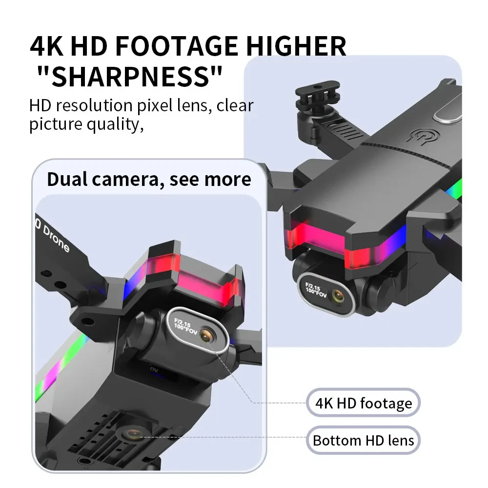 F190 Pro Drone com HD Dual Camera, RC Quadcopter, Altura Fixa, Evitar Obstáculos, Controle Remoto FPV, Brinquedos Helicóptero, Presente, 2.4GHz