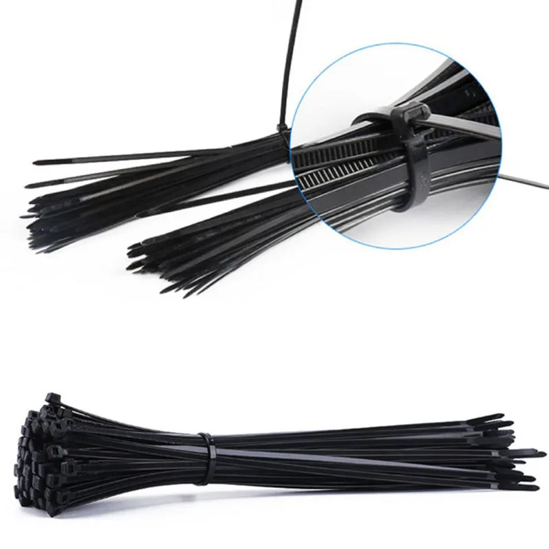 Self-locking plastic nylon tie 100 PCS black 5x300cable tie fastening ring4x200 cable tie zip wraps strap nylon cable tie set