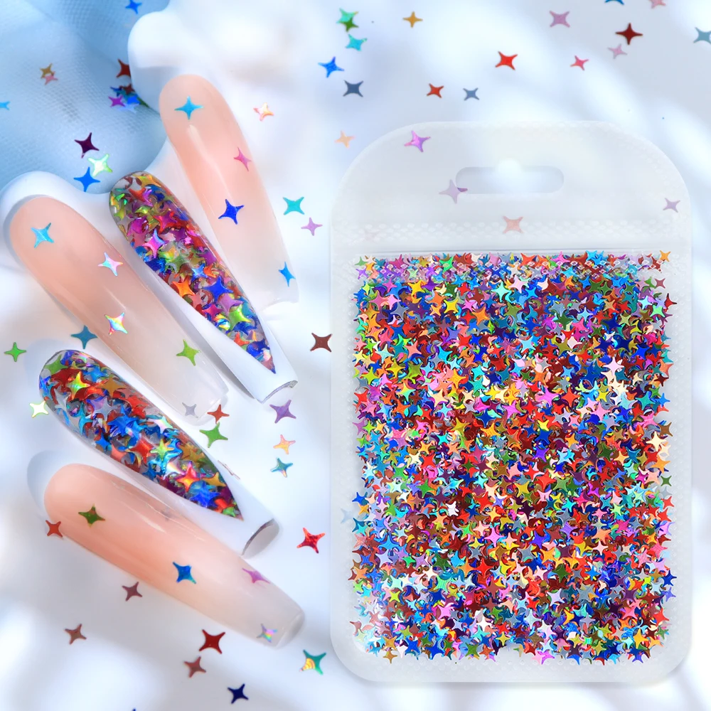 5g multicolorido estrela prego glitter estrela de quatro pontas lantejoulas inverno natal decoração da arte do prego diy manicure jóias acessórios