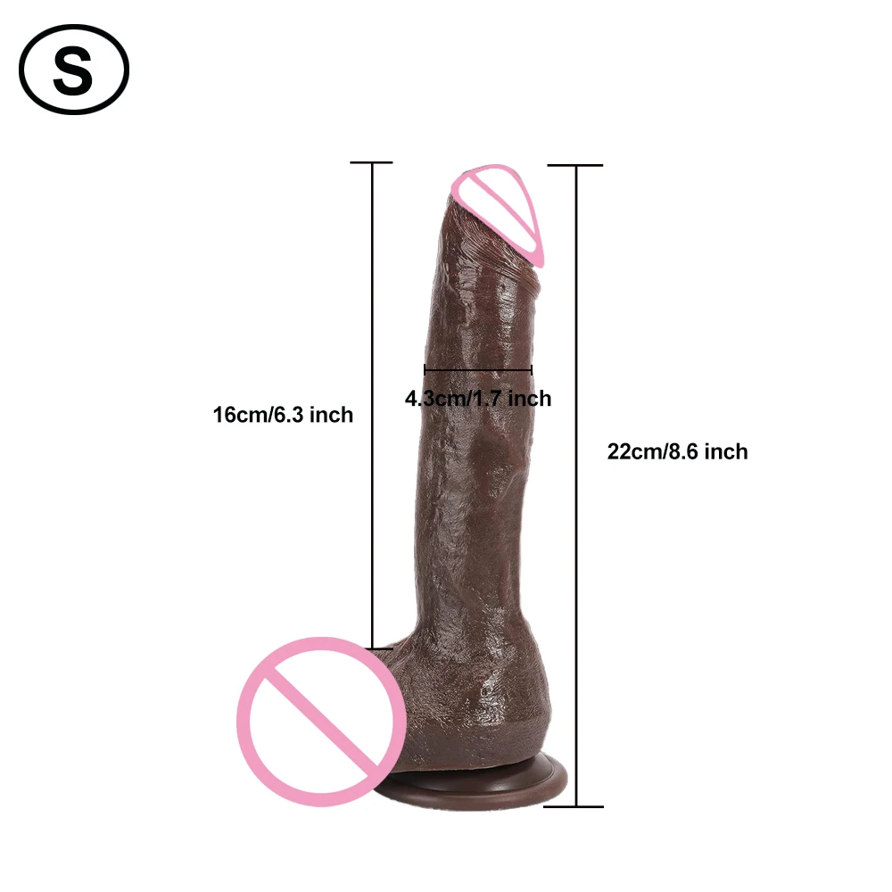 Real Skin Realistic Dildo Powerful Suction Cup Penis Sex Toy Flexible G-spot Dick with Curved Shaft and Ball Toys for Adults 18