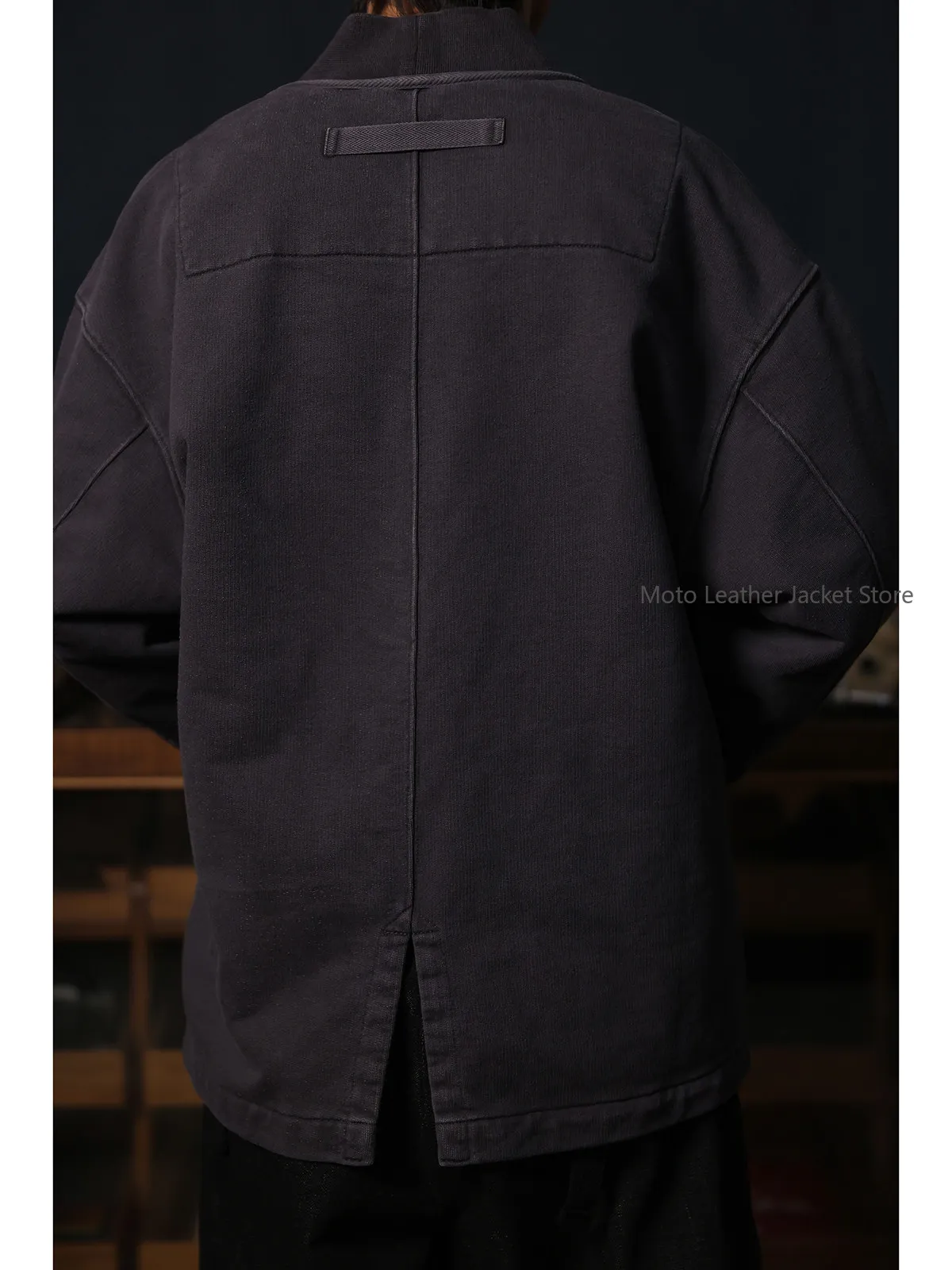 Heavyweight French Terry Kimono Cardigan Garment Dyed Japanese Retro Loose Kendo Robe Coat
