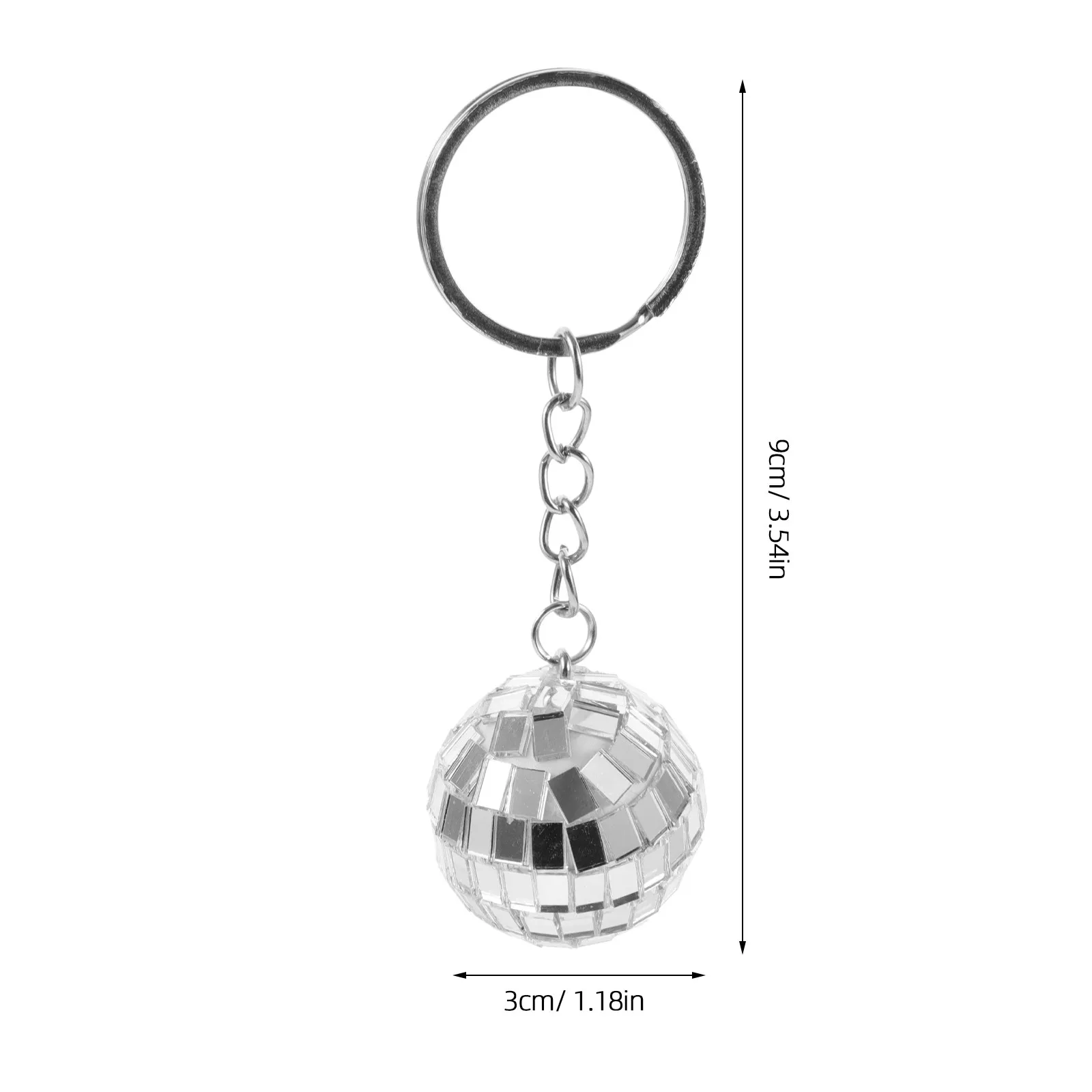 6Pcs Adorable Disco Ball Keychain Pendant Shiny Mirror Effect Zinc Alloy Multi Function Hanging Keychain Bag Accessory