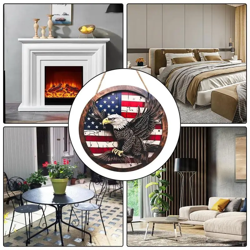 4th ของป้ายต้อนรับความรักชาติแบบ jully ป้ายประตูแบบแขวนสำหรับประตูหน้าประตูระเบียงผนัง