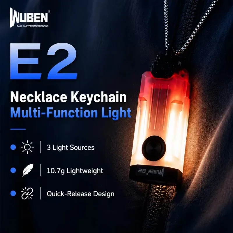 Wuben E2 Pulse EDC Flashlight Ultra Light Heartbeat Strobe Torch Flashlight 150Lm Triple Light Source Led Emergency Flashlights