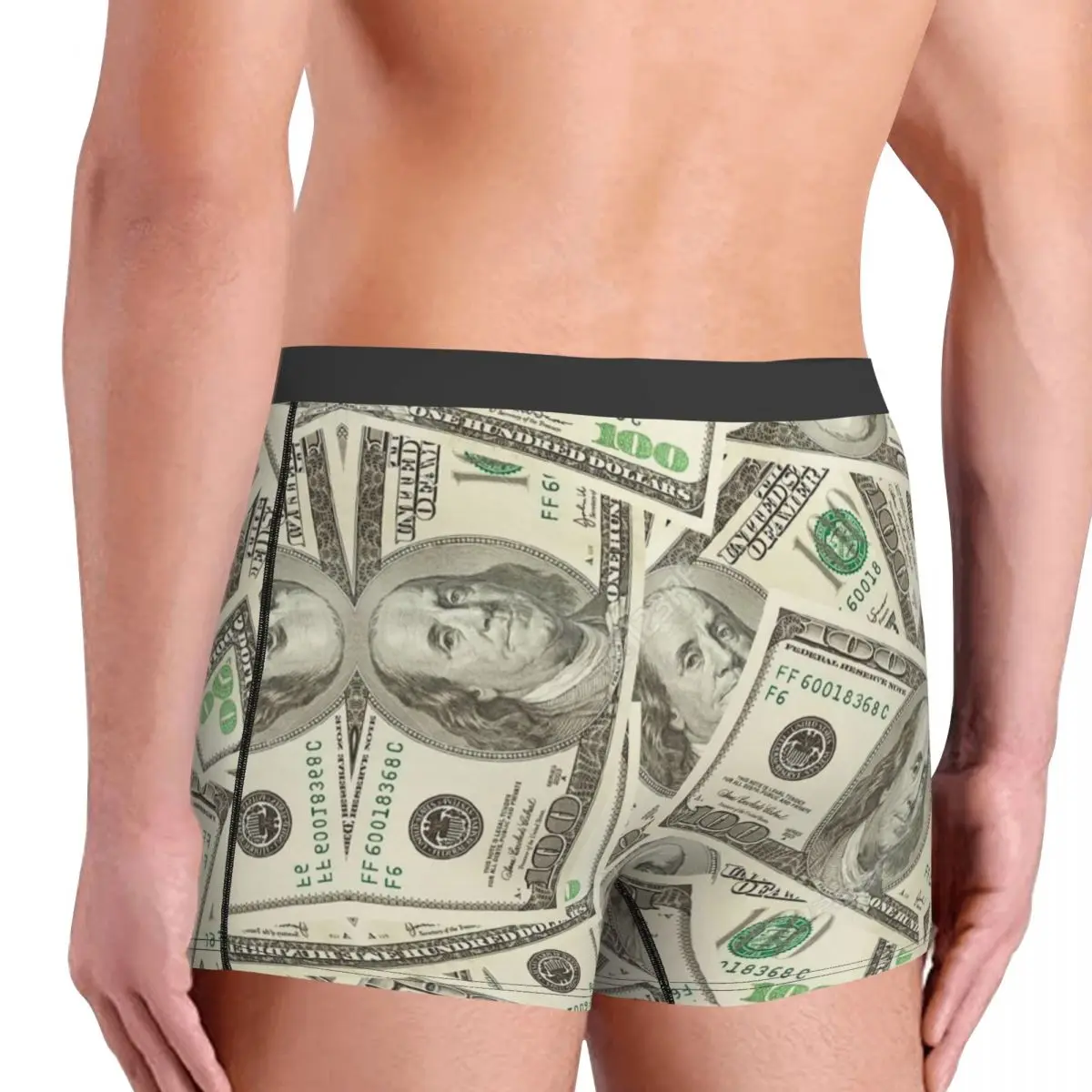 Custom 100 Dollar Bills Underwear Men Printed Money Boxer Briefs Shorts Panties Soft Underpants