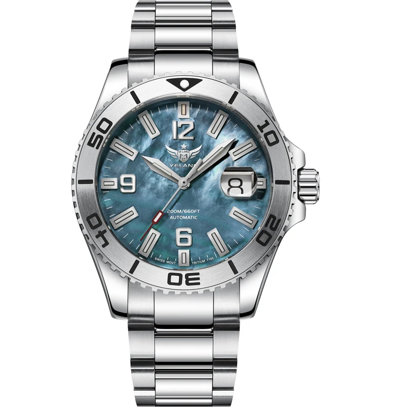 YELANG Men Military Watch 42mm Automatic Mechanical Wristwatch Luminous Tubes Sapphire Diver 20Bar Waterproof SW200