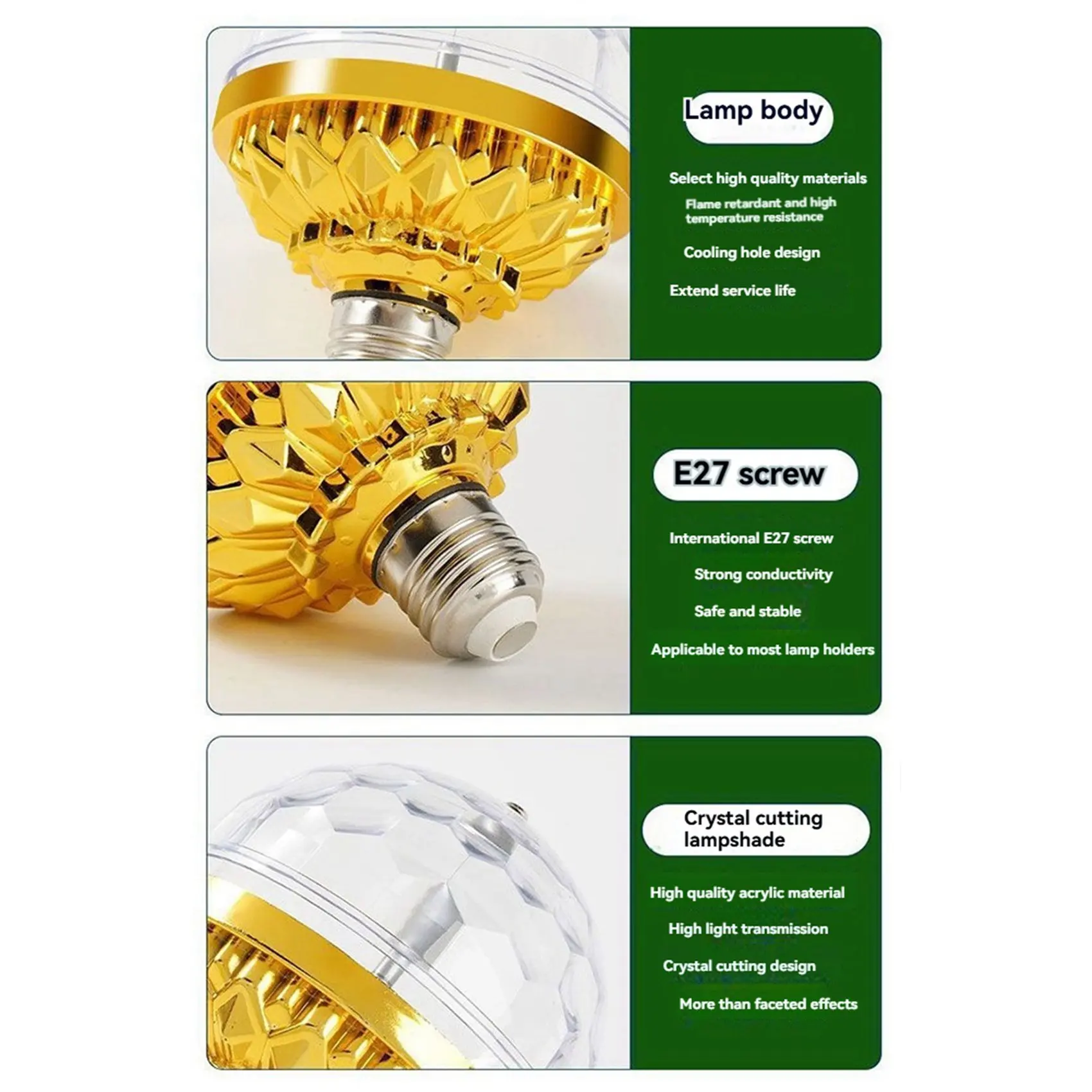 4X Disco Light For Christmas Colorful Rotating Disco Light With Sockets E27 Rotating Disco Light Plug In-AT30