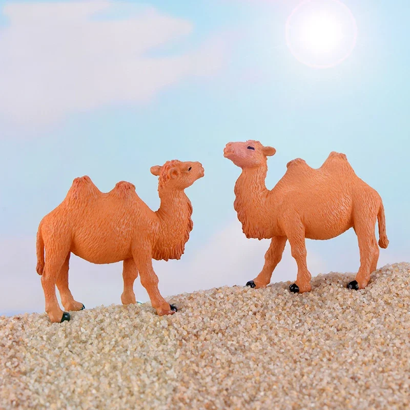 2PCS Camel Figurine Simulation Animal Model Realistic Craft Desktop Ornaments Decoration Crafts Collection Figurines Miniatures