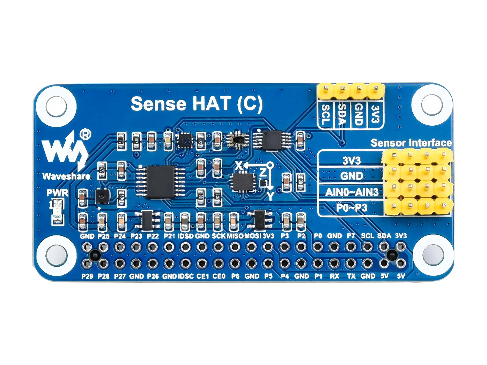 Waveshare Sense HAT (C) for Raspberry Pi, Onboard Multi Powerful Sensors, Supports External Sensors