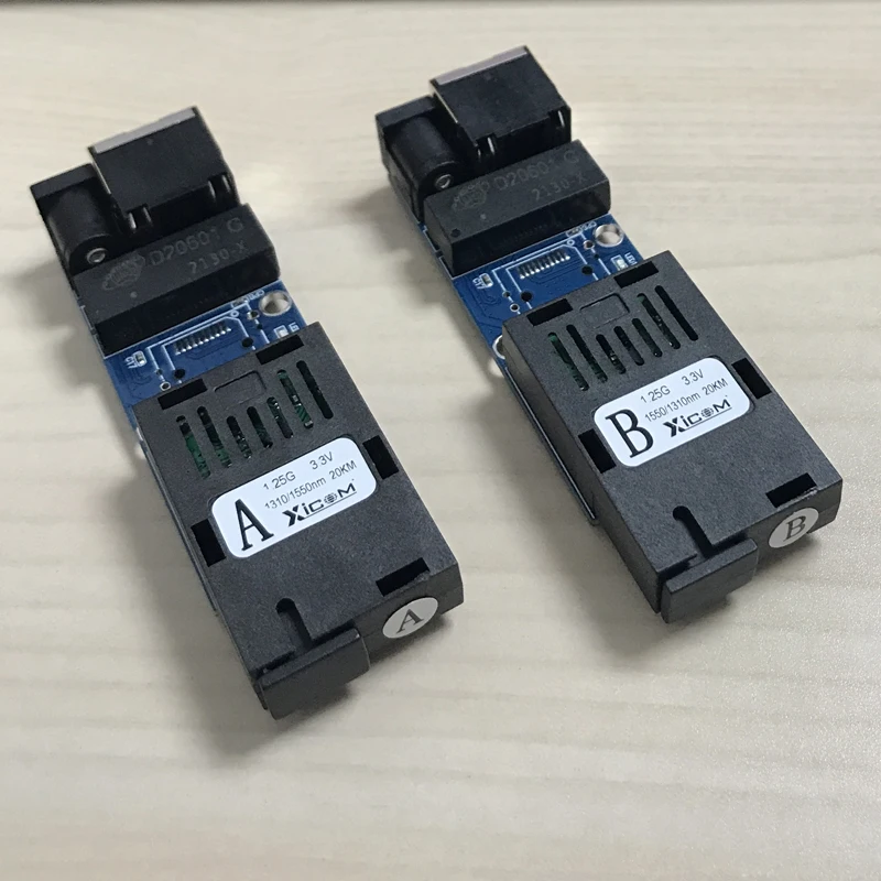 

Gigabit Mini Fiber Media Converter, 1F1E RJ45 Optical Ethernet Fiber Switch, 100m, 1000m PCBA Board, Singlemode Simplex, 2 Pairs