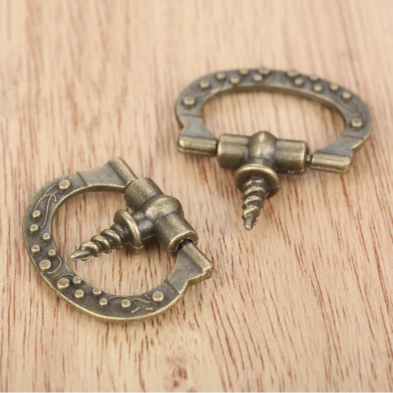 5pcs Zinc Alloy Vintage Furniture Fittings Cabinet Knobs Jewelry Box Drawer Cupboard Pull Handles Self-Tapping Screws 24*27mm