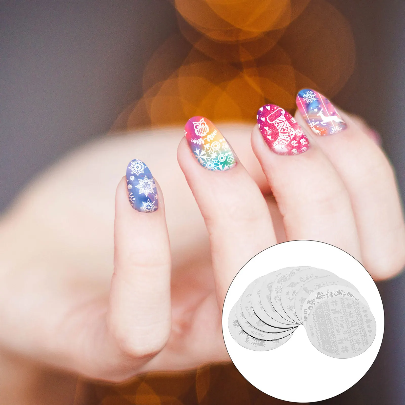 

Christmas Manicure Steel Plate Set Nail Design Stamp Tools Art Printing Stencils
