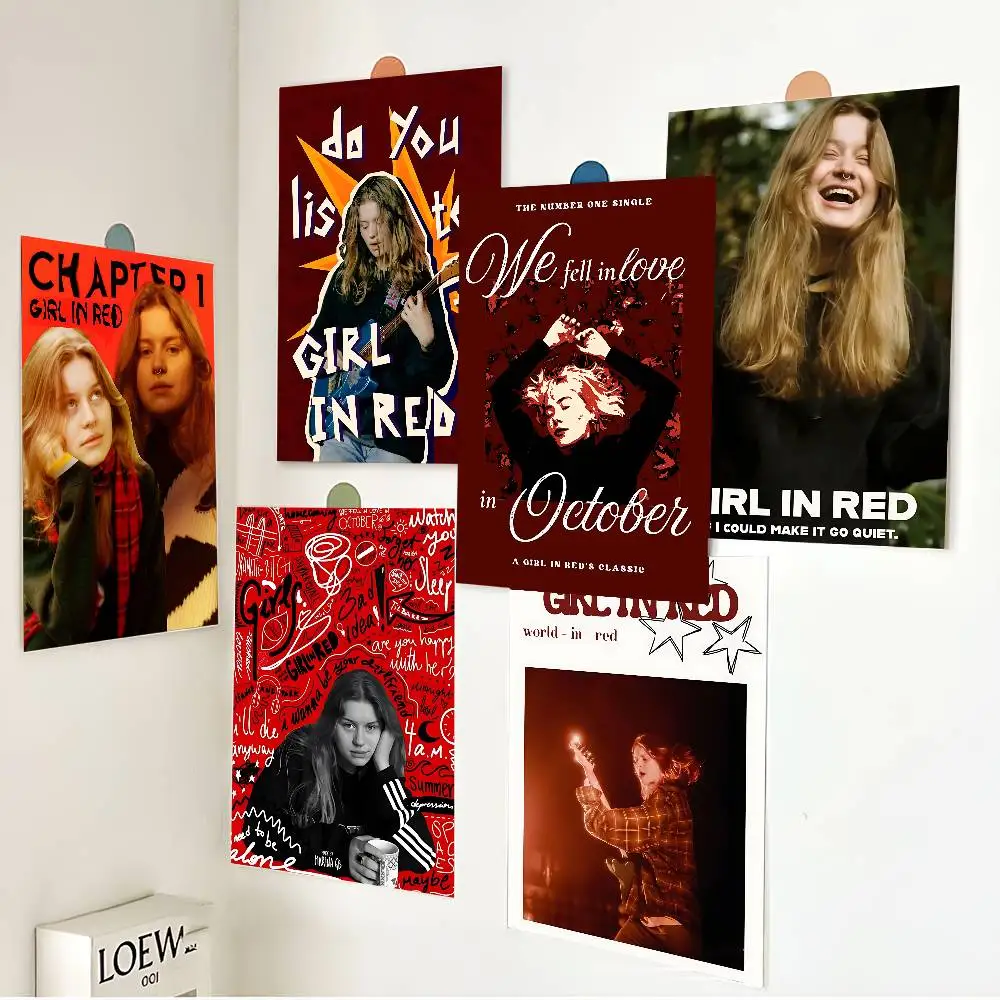 G-Girl In R-Red Singer Vintage Posters Sticky Retro Kraft Paper Sticker DIY Room Bar Cafe Kawaii Room Decor