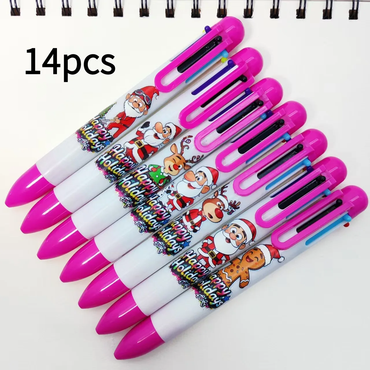 Bolígrafo de la serie de Papá Noel, bolígrafo de regalo con tema de vacaciones felices, papelería para firma de escritura para estudiantes, 8 Uds./14 Uds.