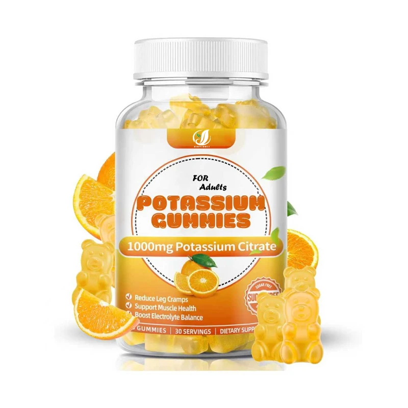 1000mg Potassium Citrate, Adult Sugar Free Potassium Gummies Support Leg Spasms and Muscle Health, 60 Gummies
