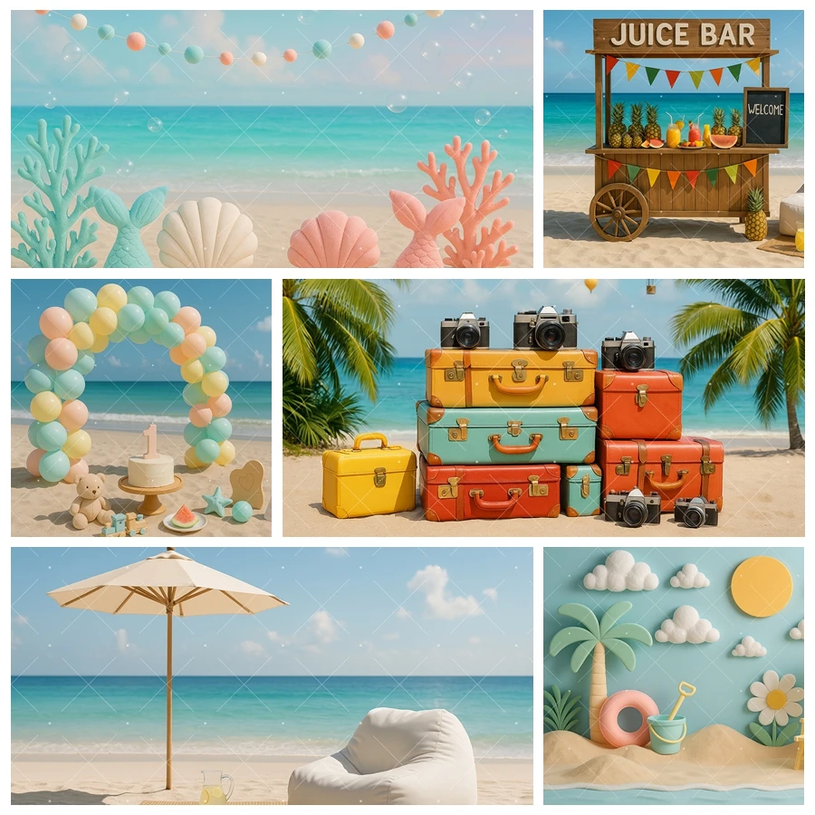 

Sunny Tropical Beach Coconut Backdrops Summer Party Baby Shower Nursery Background Birthday Decorations Photography Studio Props