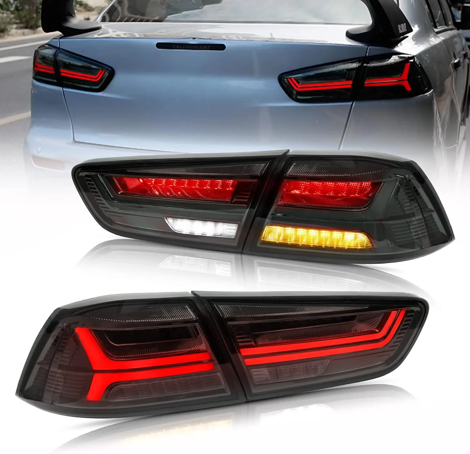 Led Tail lights with Mitsubishi Lancer & EVO X 2008-2021(Not Fit Sportbacks/fortis/io) w/Dynamic Animation Pair Rear Lamp