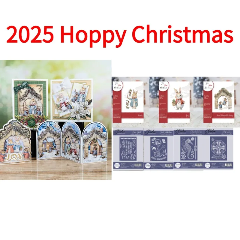 We Happy Christmas Mice Tiding Bring Great Adventure Elegant Sea Metal Cutting Die Stamp Scrapbook Stencil Photo Album DIY Paper