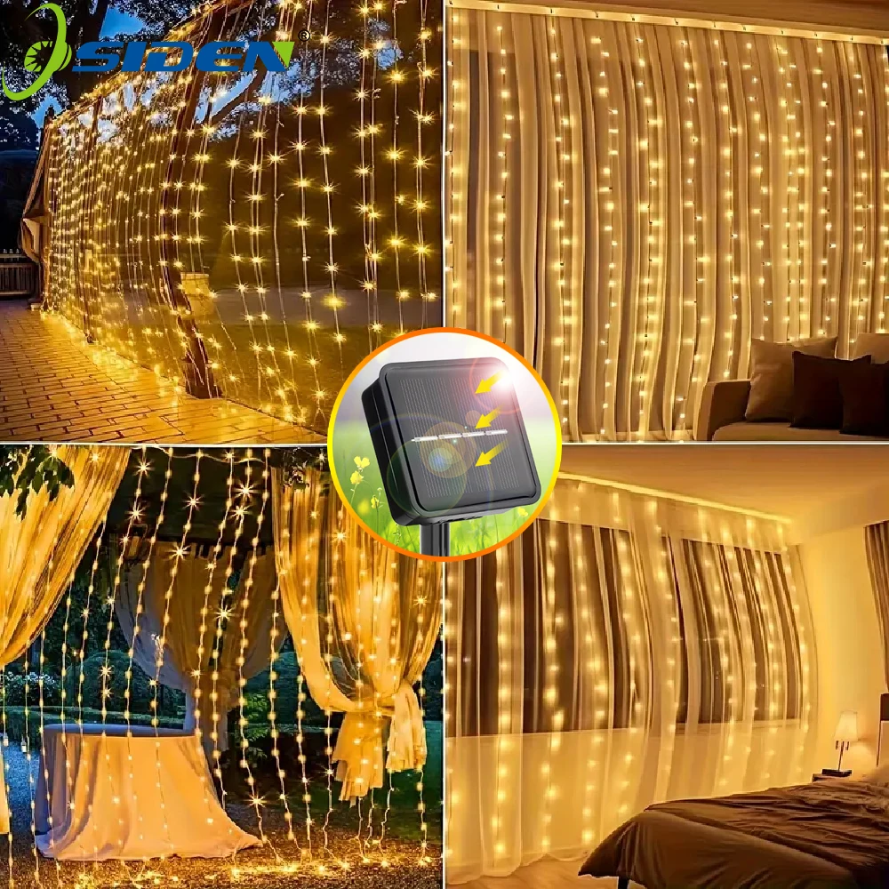 

Solar Powered Christmas String Lights Solar Curtain String Lights for Outdoor Garden Patio Birthday Wedding Holiday Decoration